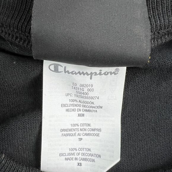 New Champion Men US XS Black T-Shirt Century Collection Short Sleeve Decoration - Picture 8 of 9